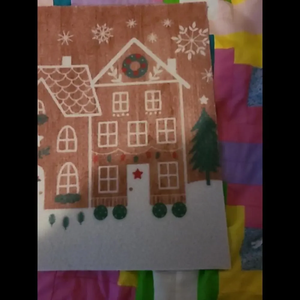 Festive Houses Decorated With Christmas Wreaths Lights Snowflakes And Pine Trees